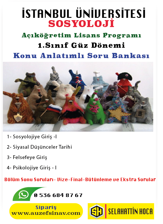 Sosyoloji | Açıköğretim Lisans Programı 1.Sınıf Konu Soru Bankası - 4 Ders