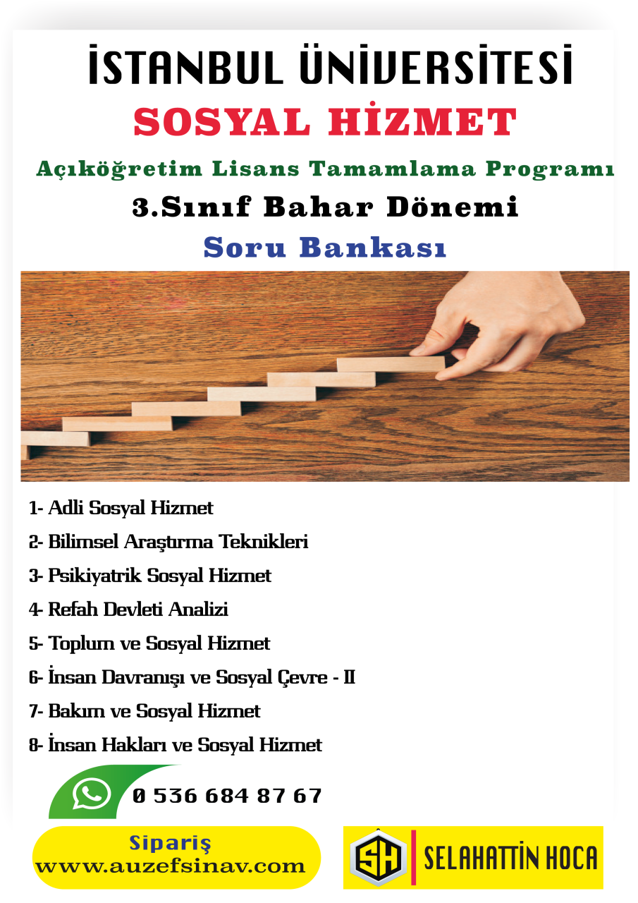 Sosyal Hizmet Lisans Tamamlama 3.Sınıf Soru Bankası- 8 Ders