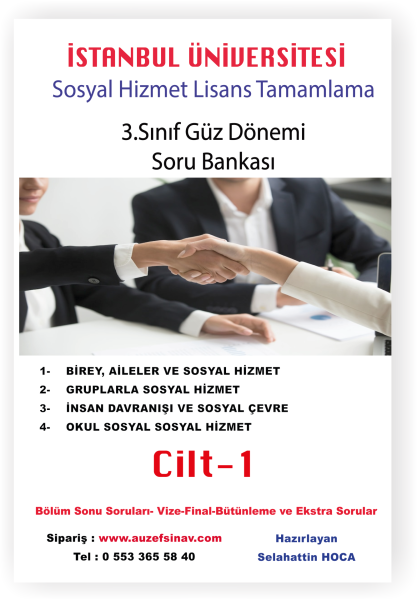 AUZEF- Sosyal Hizmet 3.Sınıf Soru Bankası (8 Ders)